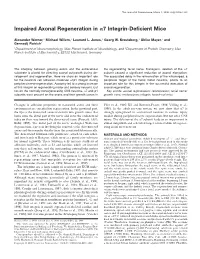 Impaired Axonal Regeneration in Α7 Integrin-Deficient Mice