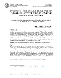 Interjections in English: Neglected but Important Aspect of Foreign Language Learning and Teaching