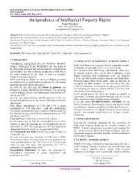 Jurisprudence of Intellectual Property Rights Pooja Parashar UGC, AIU, BCI Affiliated Poojaparashar701@Gmail.Com