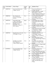 Cen T No Centre Name Centre Type Inst No. Institute Name Government