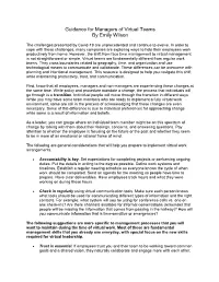 Guidance for Managers of Virtual Teams by Emily Wilson