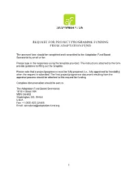 Request for Project/Programme Funding from Adaptation Fund