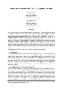 The Analytic Hierarchy Process and Basic English