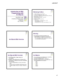 Introduction to VBA Programming with Arcobjects