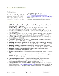 Lucian Turcescu Page 1 of 38 9 July 2020 Professor Dr. LUCIAN