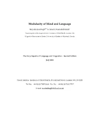 Modularity of Mind and Language