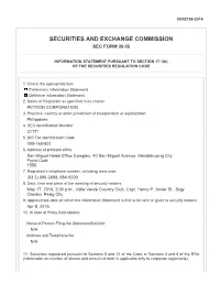 Securities and Exchange Commission Sec Form 20-Is
