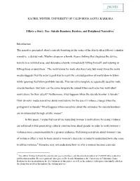 Suicide Bombers, Borders, and Peripheral Narratives*