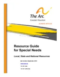 The Arc Greater Houston Resource Guide for Special Needs