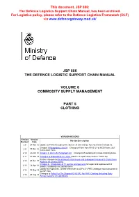 Jsp 886 the Defence Logistic Support Chain Manual