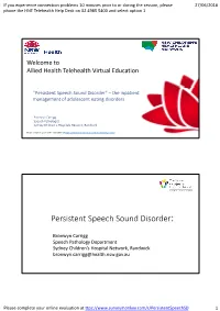 Persistent Speech Sound Disorder