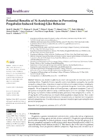 Potential Benefits of N-Acetylcysteine in Preventing Pregabalin-Induced Seeking-Like Behavior