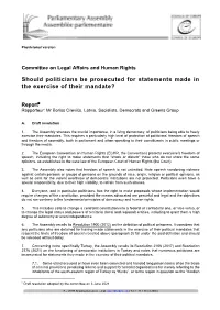 Should Politicians Be Prosecuted for Statements Made in the Exercise of Their Mandate?
