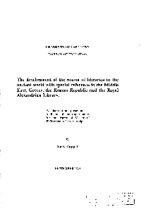 The Development of the Notion of Libraries in the Ancient World With