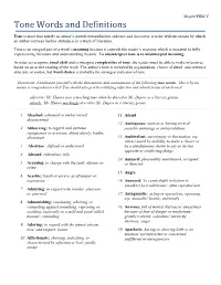 Tone Words and Definitions
