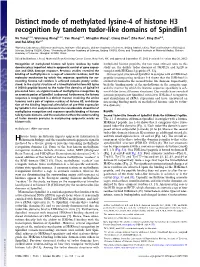 Distinct Mode of Methylated Lysine-4 of Histone H3 Recognition by Tandem Tudor-Like Domains of Spindlin1