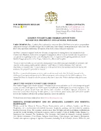 Golden Nugget Lake Charles Announces Senior V.P. And
