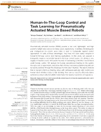 Human-In-The-Loop Control and Task Learning for Pneumatically Actuated Muscle Based Robots