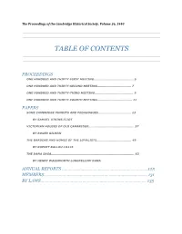 Table of Contents
