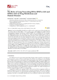The Roles of Long Noncoding Rnas HNF1-AS1 and HNF4-AS1 in Drug