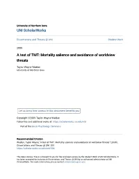 A Test of TMT: Mortality Salience and Avoidance of Worldview Threats