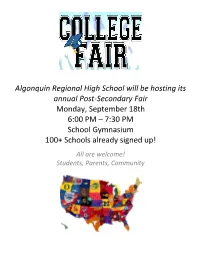 Algonquin Regional High School Will Be Hosting Its Annual Post
