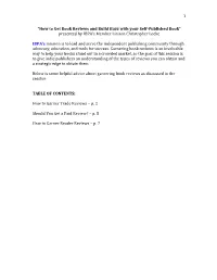 Christopher Locke – How to Get Book Reviews