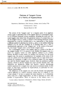 Flatness of Tangent Cones of a Family of Hypersurfaces