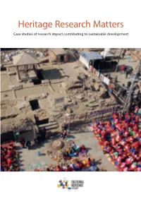 Heritage Research Matters. Case Studies of Research Impact Contributing to Sustainable Development