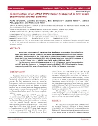Identification of an EPC2-PHF1 Fusion Transcript in Low-Grade Endometrial Stromal Sarcoma