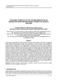 Teachers' Perspicacity on the Implementation of Snoezelen Room