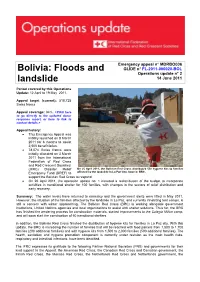 Bolivia: Floods and Landslide