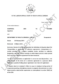 DA 1/2015 in the Matter Between: HOSPERSA OBO TS TSHAMBI