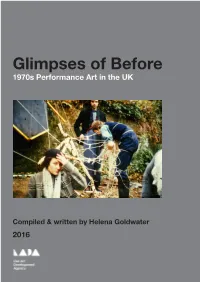 Glimpses of Before 1970S Performance Art in the UK