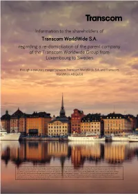 Information to the Shareholders of Transcom Worldwide S.A