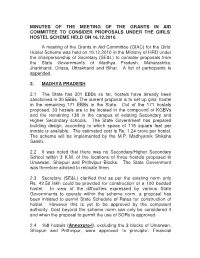Minutes of the Meeting of the Grants in Aid Committee to Consider Proposals Under the Girls’ Hostel Scheme Held on 16.12.2010