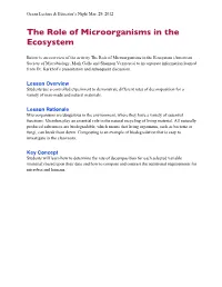 The Role of Microorganisms in the Ecosystem