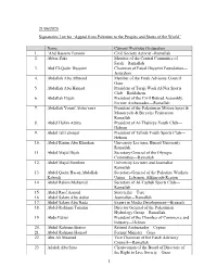 21/06/2020 Signatories List for “Appeal from Palestine to the Peoples and States of the World”