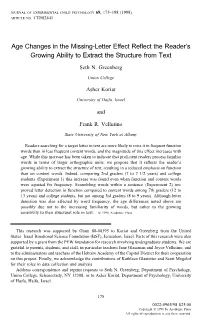 Age Changes in the Missing-Letter Effect Reflect the Reader's Growing Ability to Extract the Structure from Text