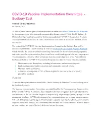 COVID-19 Vaccine Implementation Committee – Sudbury East