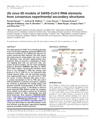 De Novo 3D Models of SARS-Cov-2 RNA Elements from Consensus Experimental Secondary Structures Ramya Rangan 1,†, Andrew M