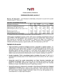 EARNINGS RELEASE: Q4 2016-17 Summary Consolidated Financials