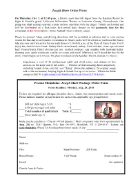 Joseph Show Order Form Pocono Mountains
