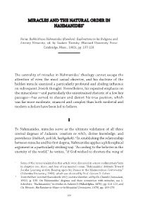 Miracles and the Natural Order in Nahmanides*