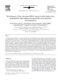 Performance of Four Ribosomal DNA Regions to Infer Higher-Level Phylogenetic Relationships of Inoperculate Euascomycetes (Leotiomyceta)