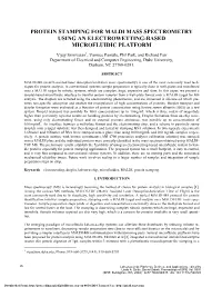 Protein Stamping for Maldi Mass Spectrometry Using an Electrowetting-Based Microfluidic Platform