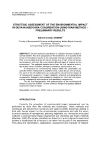 Strategic Assessment of the Environmental Impact in Deva-Hunedoara Conurbation Using Riam Method – Preliminary Results