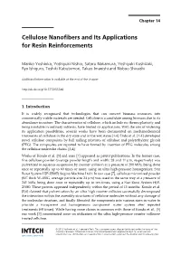 Cellulose Nanofibers and Its Applications for Resin Reinforcements