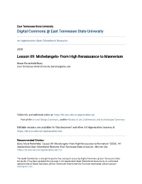 Lesson 09: Michelangelo- from High Renaissance to Mannerism