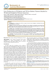 Liver Dysfunction in TB-Diabetic and TB Non-Diabetic Patients Admitted